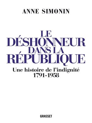 cover image of Le déshonneur dans la République